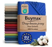 Buymax® Drap-Housse 70x140 cm en Jersey 100% Coton pour Lit d’Enfant - Hauteur de Matelas Jusqu’à 15 cm, Couleur Bleu Foncé