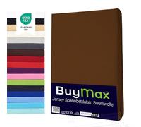 Buymax® Drap-Housse 80X200Cm Lot de Deux Drap-Housse 100% Coton Jersey, Hauteur De Matelas Jusqu'À 25 Cm, Couleur Marron Chocolat