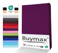 Buymax® Drap-Housse 90X200Cm Lot de Deux Drap-Housse 100% Coton Jersey, Hauteur De Matelas Jusqu'À 25 Cm, Couleur Aubergine