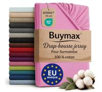 Buymax - Drap-Housse Surmatelas 140x200 cm - 100% Coton - Rose Vif | Jersey doux et respirant, certifié OEKO-TEX, bonnet jusqu’à 10 cm, idéal pour surmatelas et maintien sans plis.