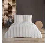 Buymax® Housse de Couette 2 Pièces 155x220 cm 100% Coton - Parure de lit et Taie d’Oreiller 80x80 cm à Rayures Blanc et Bleu, Fermeture Éclair, Design Naturel, Certifiée Oeko-TEX