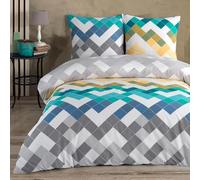 Buymax® Housse de Couette 2 Pièces 155x220 cm 100% Coton - Parure de lit Renforcé avec 1 Taie d’Oreiller 80x80 cm, Fermeture Éclair, Certifiée Oeko-TEX