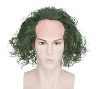 BUYOGET Perruque courte bouclée pour homme Vert foncé