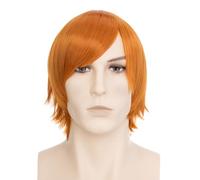 BUYOGET Perruques de cosplay courtes orange raides, 20,3 cm, perruques de costume universelles pour homme et femme, Halloween