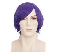 BUYOGET Perruques de cosplay courtes violettes droites 20,3 cm pour homme et femme Halloween