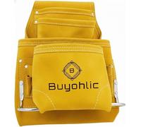 Buyohlic Sac à outils et clous de charpentier en daim robuste - Pochette de construction 10 poches, brun foncé