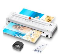Buyounger Plastifieuse A3 avec Intégré et 30 Pochettes pour A3/A4/A5/A6, 5 en 1 Machine à Plastifier Thermique et à Froid avec Arrondisseur d'angles pour Usage Domestique, Bureau, école