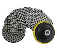 BUYTUS Lot de 6 tampons polissage à sec 4 pouces, 100 mm, flexibles, diamantés, for mur en marbre, granit, pierre, disque ponçage(Combon E,MIX 6 GRITS-6 PCS-4 INCHES)