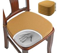 BUYUE Lot de 6 coussins de chaise de luxe en mousse à mémoire de forme jacquard en forme de U pour salle à manger, cuisine, 40,6 cm (ocre)