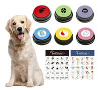 BUYVIKAY Lot de 6 boutons pour chien, buzzer avec fonction d'enregistrement pour chien, entraînement des animaux domestiques, bouton pour la communication, bouton d'enregistrement vocal de 30 secondes