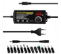 BuyWeek 72W 3A Adaptateur Universel 3V~24V DC Adaptateur Alimentation Réglable 100V-240V AC vers DC Convertisseur avec 14 Embouts DC et Câble de Polarité Inversée pour l'électronique Domestique