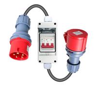 BuyW daptateur CEE 32 A vers 16 A Adaptateur à courant élevé Disjoncteur 16 A avec prise CEE IP44 Adaptateur CEE for RV Yacht Atelier Baustelle, avec câble de 1 m