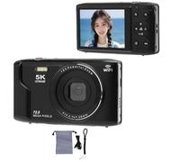 BuyW ppareil Photo Numérique 5K 72MP avec WiFi, Zoom Numérique 16X Autofocus Caméra Vlogging avec Écran Ultra HD de 2,8 Pouces, Flash et Microphone Intégrés, avec Carte Mémoire 64 Go (Noir)