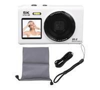 BuyWeek Appareil Photo Numérique 5K 80MP avec WiFi, Zoom Numérique 18X Autofocus Caméra Vlogging HD avec Double Écran de 2,8 Pouces et 1,5 Pouces, Flash Intégré, avec Carte Mémoire 64 Go (Blanc)