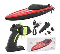 BuyW ateau Télécommandé, 2,4 GHz 4 Canaux Double Moteur Bateau RC 30 Km/H Haute Vitesse Étanche pour Enfants de Plus 14 Ans et Adultes (Rouge)
