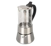 BuyW afetière Italienne, Cafetière Sur Cuisinière Cafetière à Expresso en Acier Inoxydable Dessus en Verre Cristal Cafetière Moka Classique pour 4 Tasses