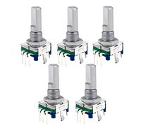 BuyWeek Commutateur d'Encodeur Rotatif EC11, 5 Pièces/Lot Commutateur de Codage d'Encodeur Rotatif à 360 Degrés Potentiomètre Numérique 5 Broches avec Bouton Poussoir Longueur de Poignée 20 mm