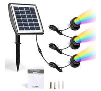 BuyWeek Lampes solaires for étang, lampes LED submersibles for étang IP68, lampes sous-marines RVB étanches avec 3 lampes, projecteur de paysage solaire for aquarium, jardin, piscine, fontaine