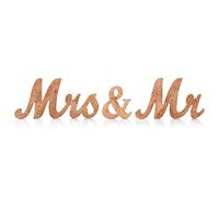 BuyWeek Mr & Mrs Lettres en Bois, Style Vintage Mr et Mme Signer des Lettres pour la Fête De Mariage Décoration DIY Décoration Accessoires Photo(Or Rose)