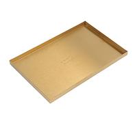 BuyWeek Plateau Doré, Plateau Cosmétique Rectangle Plateau de Service en Acier Inoxydable Plateau à Bijoux Moderne Plaque de Rangement Or