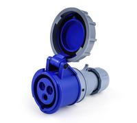 BuyWeek Prise CEE 250 V 16 A 5 broches industrielle 3P+N+E résistante aux intempéries, prise étanche IP67 avec couvercle, prise CEE for connexion électrique en extérieur, bleu