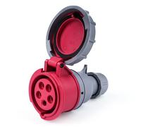 BuyWeek Prise industrielle 16 A 415 V 5 broches 3P+N+E résistante aux intempéries, prise étanche IP67 avec couvercle, prise de rechange CEE, rouge