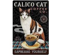 Buywell Affiche murale en métal avec chat calicot - 20,3 x 30,5 cm