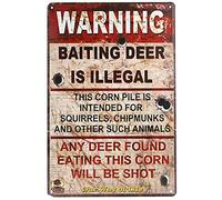 Buywell Affiche murale en métal avec inscription « Baiting Deer is Illegal » - Pour la maison, la cuisine, le bar, le café - 14 x 20 cm