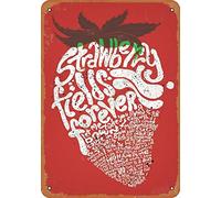 Buywell Enseigne en métal classique de Strawberry Fields Forever - Décoration d'intérieur vintage - Poster mural - 20,3 x 30,5 cm