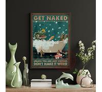 Buywell Panneau rétro en métal avec dinosaure T-Rex « Get Naked Don't Make It Weird » - Décoration murale amusante pour salle de bain - 14 x 20 cm