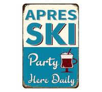 Buywell Peinture en étain Apres Ski pour intérieur et extérieur maison, bar, café, cuisine, décoration d'intérieur, affiche de décoration murale, panneau en métal, 20,3 x 30,5 cm