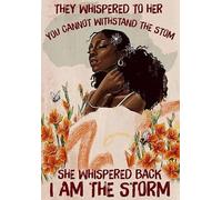 Buywell Plaque en métal vintage « Black Queen African American Girl I Am The Storm Melanin » - 14 x 20,3 cm