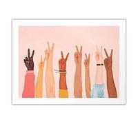Buywell Plaque murale rétro en métal avec inscription « Peace » - Différentes couleurs de peau - Impression d'art de paix - Poster Black Lives Matter - Poster Equal Rights - 20,3 x 30,5 cm