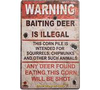 Buywell Poster en métal avec avertissement « Baiting Deer is Illegal » - Plaque murale pour la maison, la cuisine, le bar, le café - 20,3 x 30,5 cm
