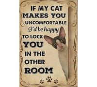 buywell Poster vintage en métal avec inscription If My Cat Makes You Uncomfortable Cornish Rex - Décoration murale rétro pour la maison, la cuisine, le café, le pub - 30,5 x 40,6 cm