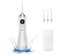 BUZHIWU Hydropulseur dentaire portable sans fil avec 300 ml rechargeable avec type C, IPX7 étanche pour adultes avec 3 modes d'intensité et 3 embouts de fil dentaire