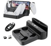Buziba Station de charge pour manettes PS5 Station de charge rapide portable avec port de charge de type C pour console de jeu PlayStation Portal (Noir)