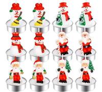 BUZIFU 12 PCS Bougies Chauffe-Plat de Noël, 6 Motifs Bougies Noel Bougiés Sapin Mini Decoration Bougie Bonhomme de Neige Coffret Cadeau Bougie Noël Bougiés de Nöel, Combustion Non Parfumé Déco Noel