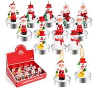 BUZIFU 12 PCS Bougies Chauffe-Plat de Noël, 6 Motifs Bougies Noel Bougiés Sapin Mini Decoration Bougie Bonhomme de Neige Coffret Cadeau Bougie Noël Bougiés de Nöel, Combustion Non Parfumé Déco Noel
