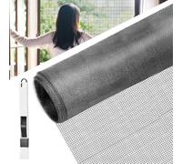 BUZIFU 120 * 600cm Moustiquaire Sur mesure en Fibre de Verre Ignifuge Grand Store Toile Filet Voile Film Moustiquaire Plissée Adaptable Rigide Anti Moustique Mouche Insecte pour Porte Fenêtre Baie