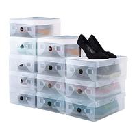 BUZIFU 20 Boîtes à Chaussures Transparente, Boîte de Rangement à Chaussures en Plastique Pliable et Empilable, Etagère à Chaussures Modulable pour Hommes et Femmes (28 * 18.6 * 9.5cm)