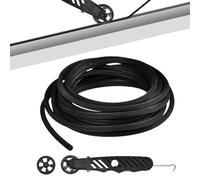 BUZIFU 3 Pcs Moustiquaire de Fenetre Outils de Remplacement, Cordon en caoutchouc noir de 10 m de diamètre 5 mm+Outil de Roulage et Fente de Fixation+Rouleau pour L'installation de Fenêtre de Porte