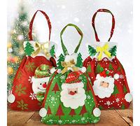 BUZIFU 3 Pcs Sacs Cadeau de Noël Sac de Noël Sacs à bonbons de noël cadeau sacs poches Sac Père Noël à remplir Sacs à cordonnet cadeaux pour Cadeaux D'emballage de Noël Fête de Noël Favors