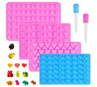 BUZIFU 4 Pièces Moules à Bonbons en Silicone avec 2 Compte-Gouttes Moules à Chocolat En Silicone Silikon Backform Hundeleckerli Moules à Bonbons à Gummy Réutilisable Moule Gummies pour Gelée Bonbons