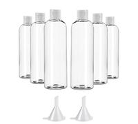 BUZIFU 6 PCS Bouteilles en Plastique Vides de Voyage 100ml - Kit Flacons Distributeurs Transparent avec Entonnoir pour Lotion, Shampoing, Crème