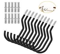 BUZIFU Lot de 10 Crochets de Vélo Crochets de Rangement pour Vélo Bike Stockage Crochets Set à visser utilitaire de stockage cintres Crochet recouvert de plastique pour Plafond Mural Monté