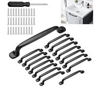 BUZIFU Lot de 16 Poignées de Cuisine 128 mm Poignée D'arc Poignées de Meuble poignées de placard de porte en alliage d'aluminium noir avec Tournevis pour Armoires,Cuisine,Tiroirs,Portes de Jardin