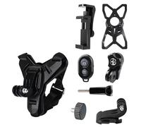 BUZUYIWAR Support de Casque Moto Menton, Support de téléphone Portable Ajustable pour GoPro Hero 13 12 11 10 9 8 7 6 5 pour DJI OSMO Action 5 Pro 4/3 Insta360 X4 X3 X2 Accessoires de Caméra d'action
