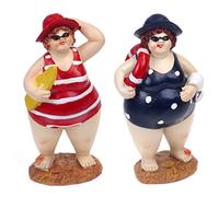 BUZZ Big & Beautiful Paire de Baigneuses de Plage Belle Lady Swimmers - Ornements de salle de bain - Figurines humoristiques de couple de baigneurs - 17 cm