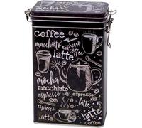 Boîte à café rectangulaire en étain style vintage - Noir et blanc - 500 g